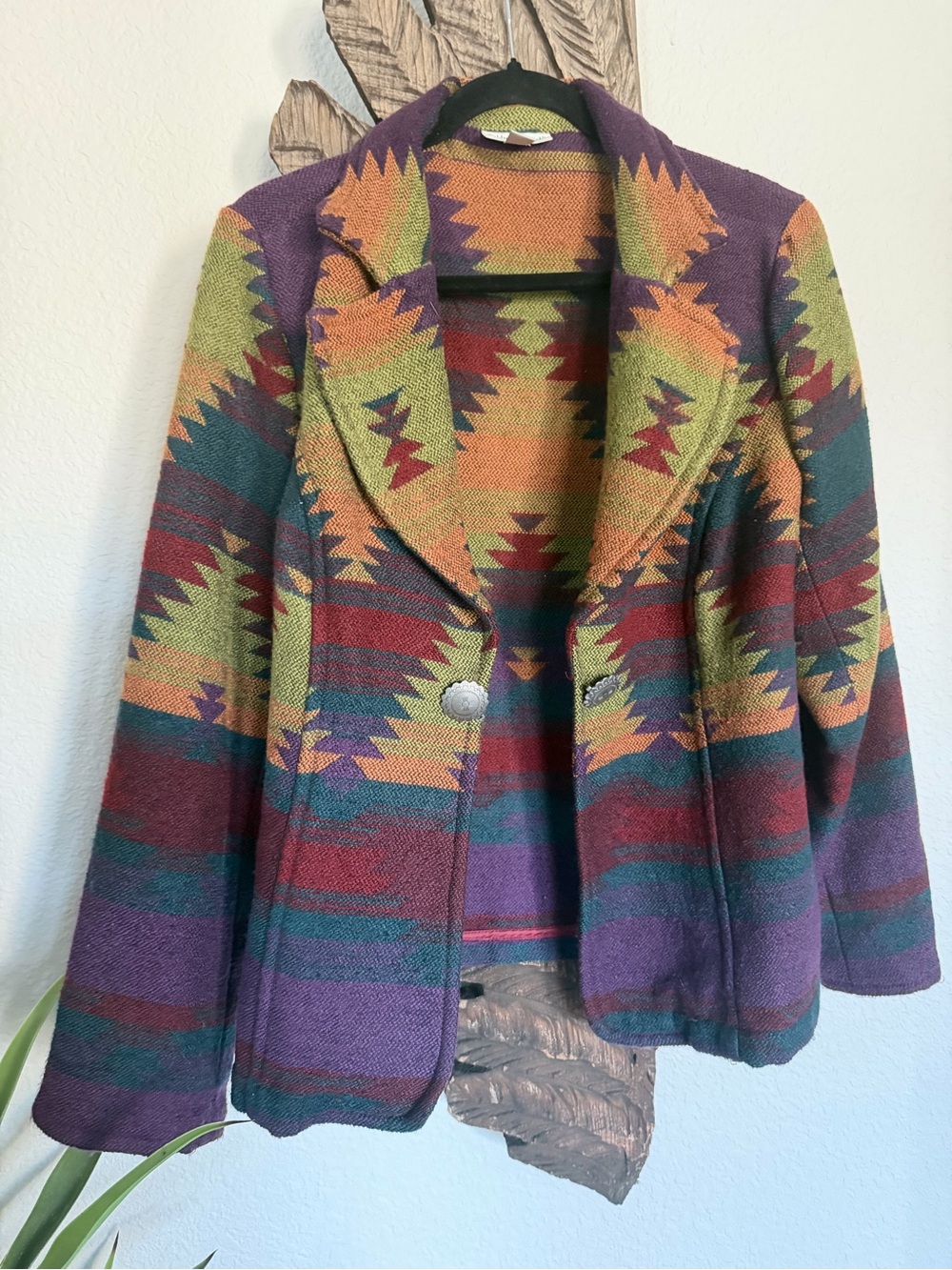VTG Coldwater Creek sz L Southwestern Blazer Aztec coat cowgirl boho